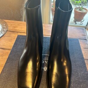 Prada Glossy Black Leather Boots. Never worn.